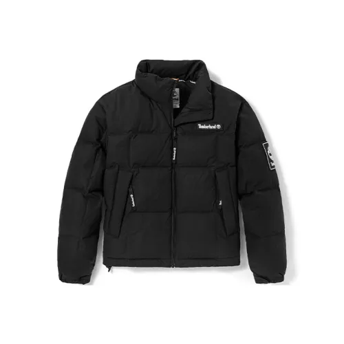 Timberland Letter Stand Collar Thickened Cropped Down Jacket Women's Black