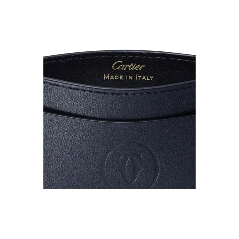 CARTIER Must De Cartier Cow Leather Card Holder Women's Midnight Blue-4