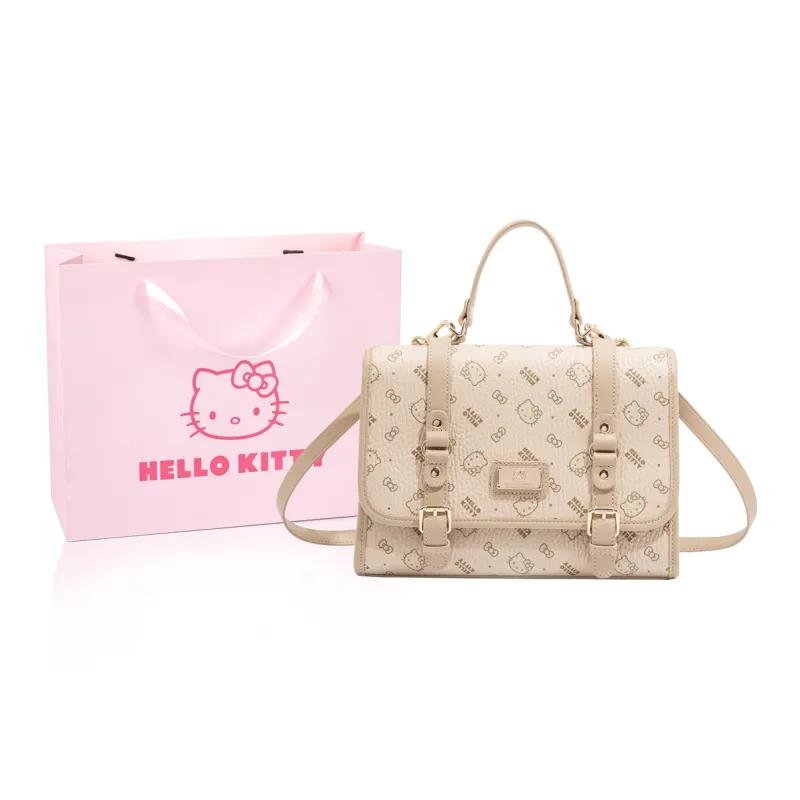 MESUCA ×Sanrio Collaboration Kitty Series PU Backpack Women's Pink/Brown/Milk Tea-10