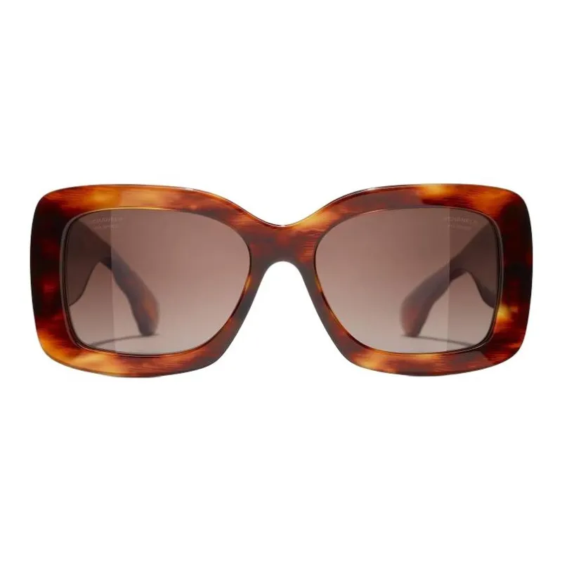 CHANEL Acetate Butterfly Sunglasses Unisex Brown-0