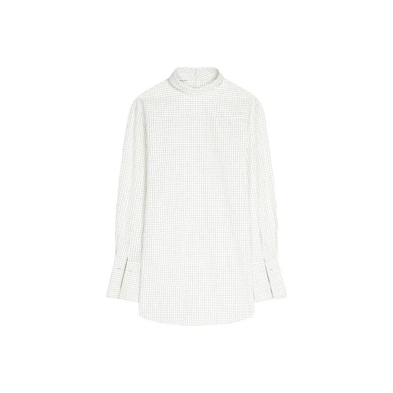 DRIES VAN NOTEN Grid Mock Neck Long Sleeved Shirt-0