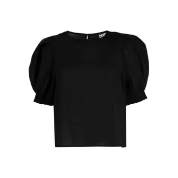 DKNY Puff-sleeve Cotton Blouse