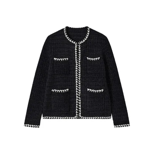 SHUXI Jackets & Coats Women's Black Chenille
