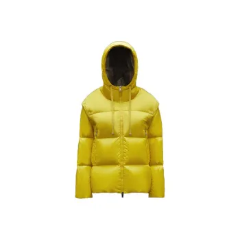 Moncler FW21 Solid Color Hooded Down Jacket Women's Mustard Yellow