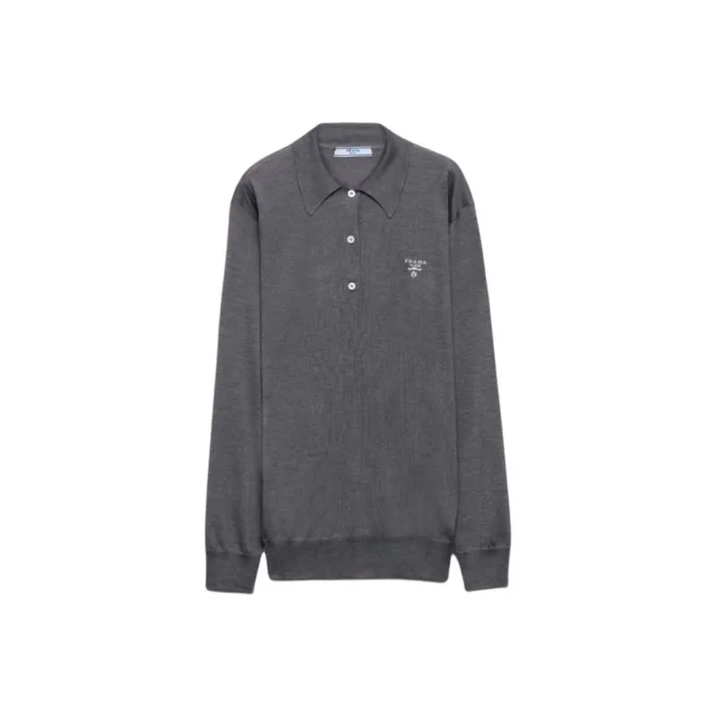 PRADA Logo intarsia Silk Polo Shirt-0