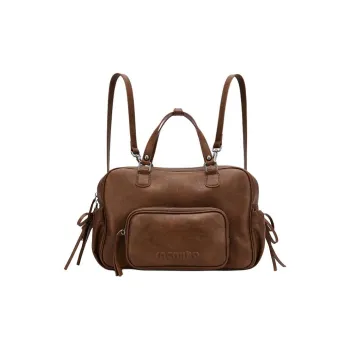 MCMIKO Cow Leather Crossbody Backpack Medium Size Women's Vintage Brown
