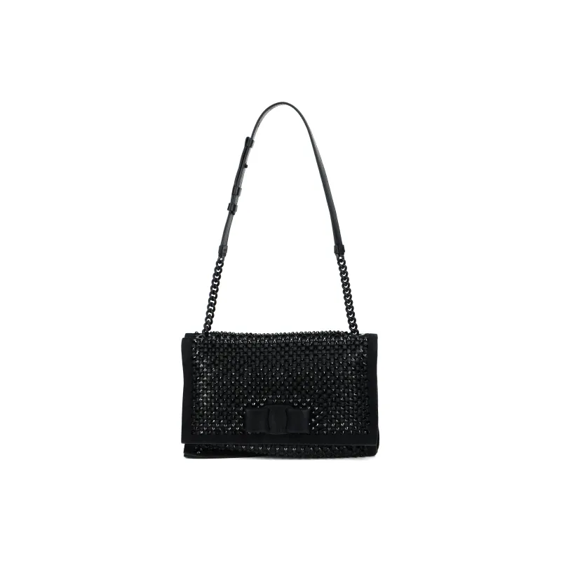 FERRAGAMO Cashmere Small Square Bag Shoulder Bag Women's Black-0