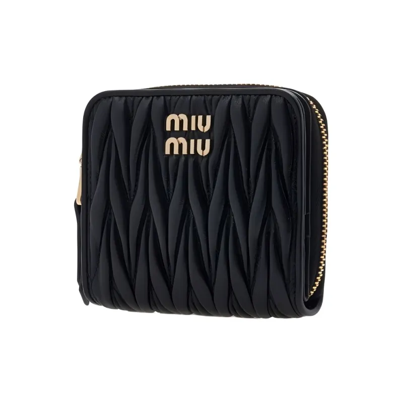 MIU MIU Leather Card Holder Wallet Regular Women's Black-2