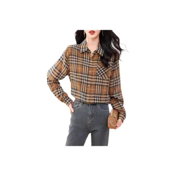 Yi Mengyuan Shirt Women's Brown Plaid