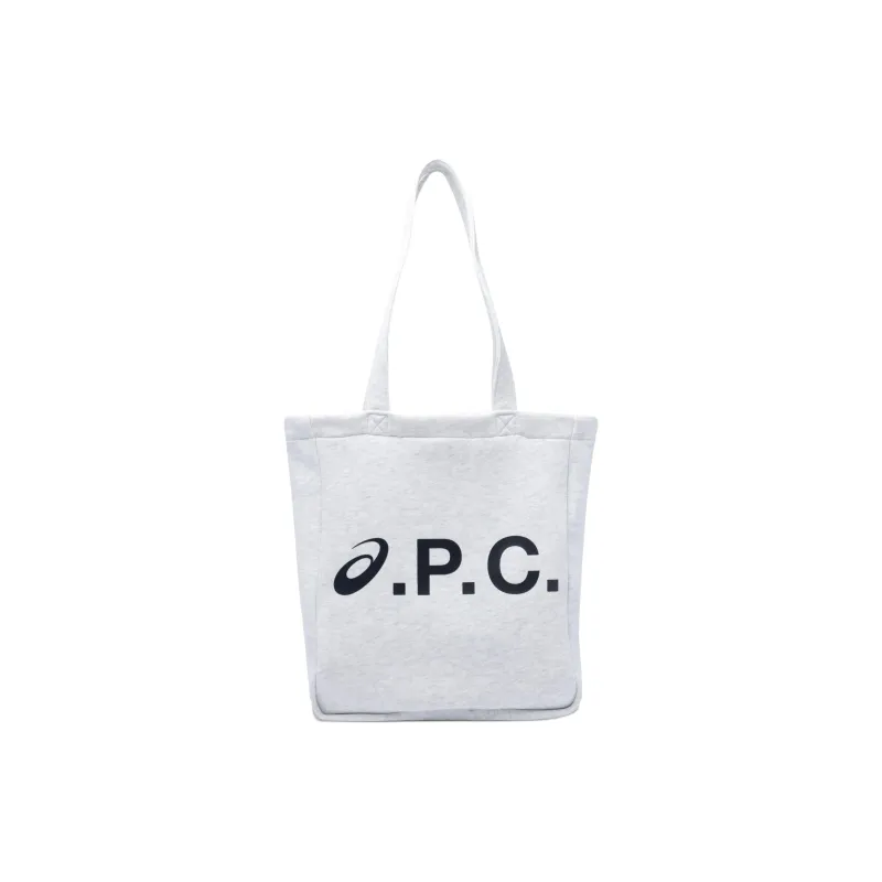 A.P.C × Asics Collaboration Cotton Tote Bag, Shopping Bag, Shoulder Bag Women's Light Gray-0