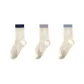 White Navy Blue Ribbed Cuff, White Purple Hem, White Blue Hem