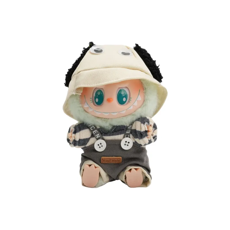 [Modified Doll] POP MART Labubu THE MONSTERS Sitting Party Collection, Confirmed, Denim Puppy, Cute Hang Tag Box 15cm-0