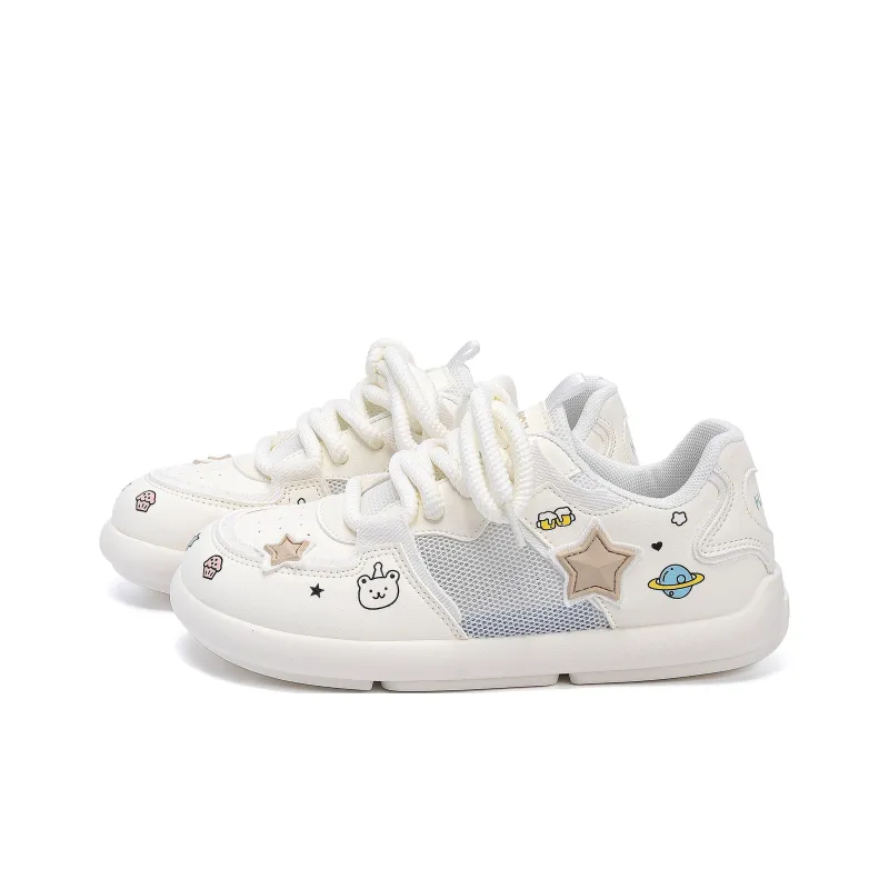 HUANQIU Breathable Height Increase Low Top Casual Shoes Women's Beige-1