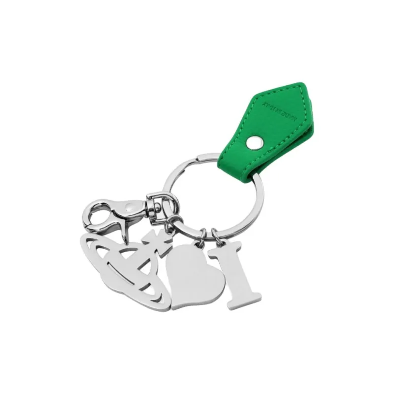 Vivienne Westwood Polyurethane, Artificial Leather Keychains Unisex Green-2