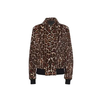 PRADA Printed Shearling Bomber Jacket Jackets & Coats Women's Dark Brown
