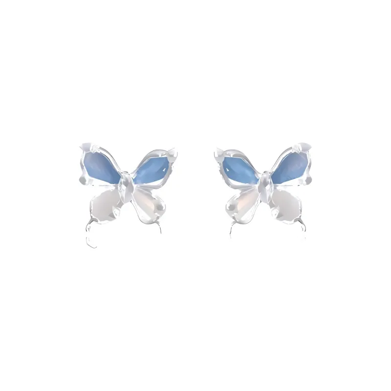 ZWU Glass Cat Eye Stud Earrings Women's-7