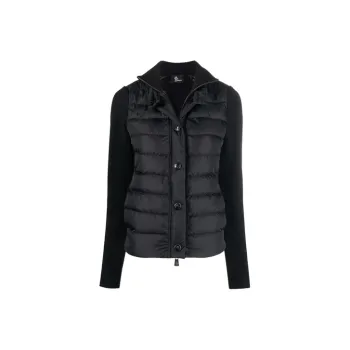 Moncler Wool Puffer Cardigan Jacket 'Black'