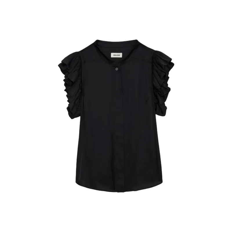 Zadig & Voltaire Tiza Ruffled Satin Blouse-0