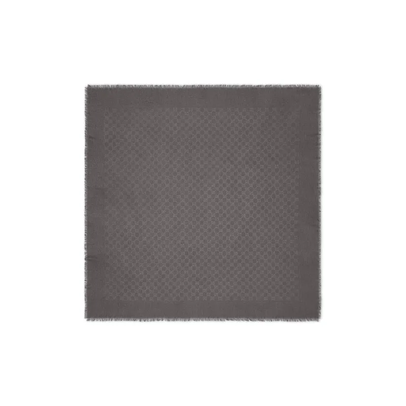GUCCI Wool, Mulberry Silk Knit Scarves Unisex Gray-0