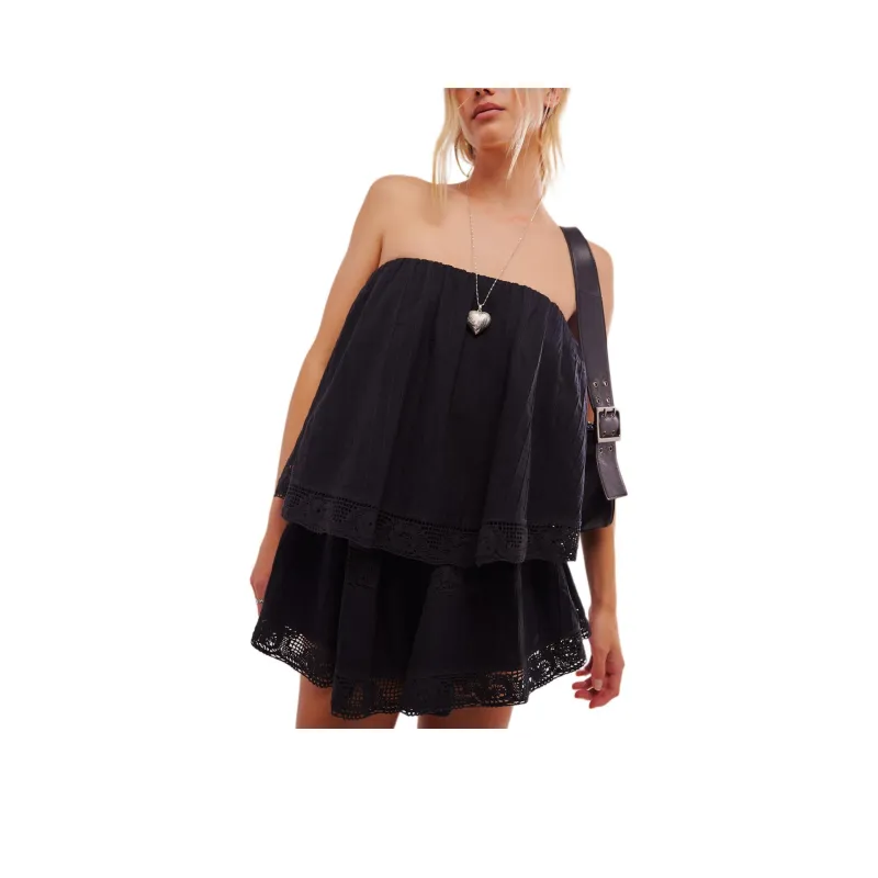 FREE PEOPLE Maribel Romper Bodysuits Women's BLACK/Black-0