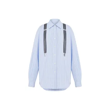MOSCHINO Pinstriped Curved Hem Shirt