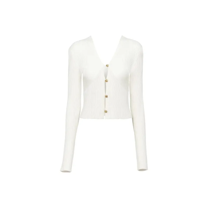 Chloé V-Neck Ribbed-Knit Cardigan-0
