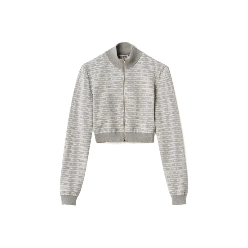 MIU MIU Zip Up Cropped Cardigan-0