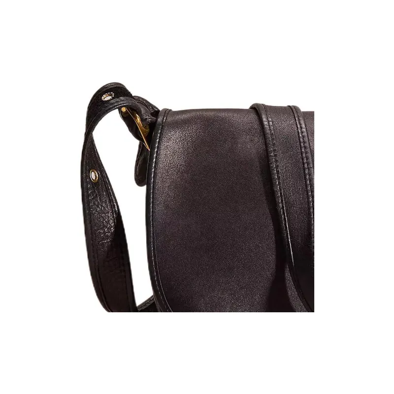 COACH Legacy Leather Saddle Bag, Shoulder Bag, Crossbody Bag Medium Size Women's Brass & Black-2