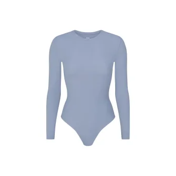 SKIMS LONG SLEEVE CREW NECK BODYSUIT Bodysuits Women's Blue Gray