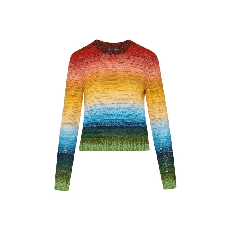 OSCAR DE LA RENTA Rainbow-ombre Crochet-knit Jumper-0