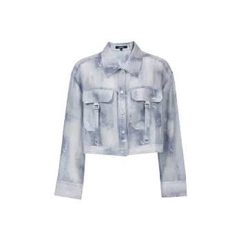 ONLY Shirt Women's Eroded Denim Textured Light Blue