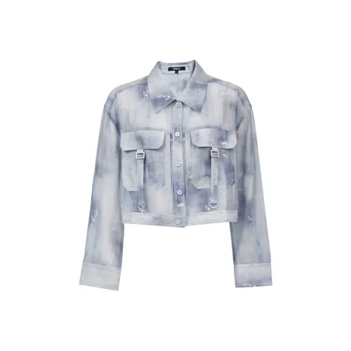ONLY Shirt Women's Eroded Denim Textured Light Blue