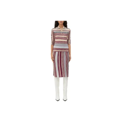 Bottega Veneta Striped Linen Polo Shirt Women's Merlot