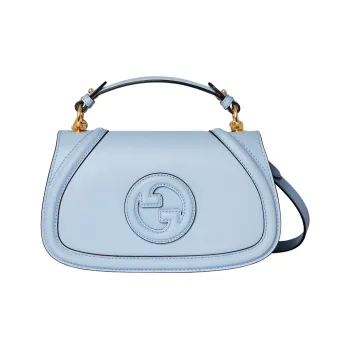 GUCCI Blondie Leather Handbag Medium Size Women's Light Blue