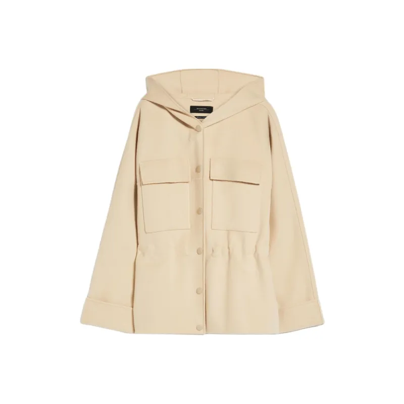 WEEKEND MaxMara Rango Collection Hooded Wool Parka Jackets Coats Women's Beige-0