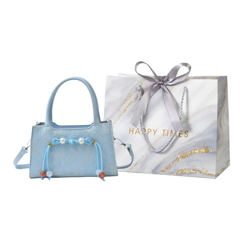Miss Angel Embroidery Handbag Outer Bag Women's Pink/Blue-3