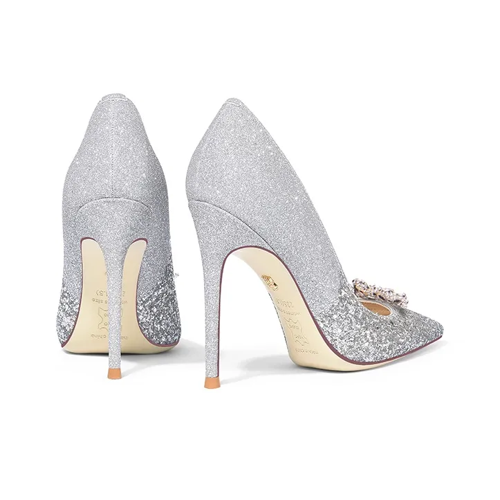 Holy Rose Slim Heel High Heels Women's Silver-3