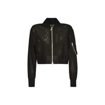 Sacai Logo Detailed Zip-Up Bomber Jacket