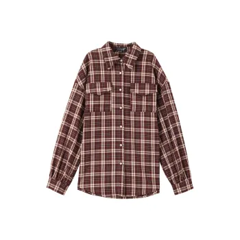 OUNIXUE Shirts Women's Red Plaid