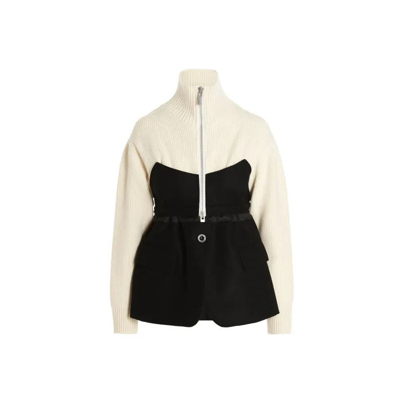 Sacai Knit Jacket 'Off White/Black'-0
