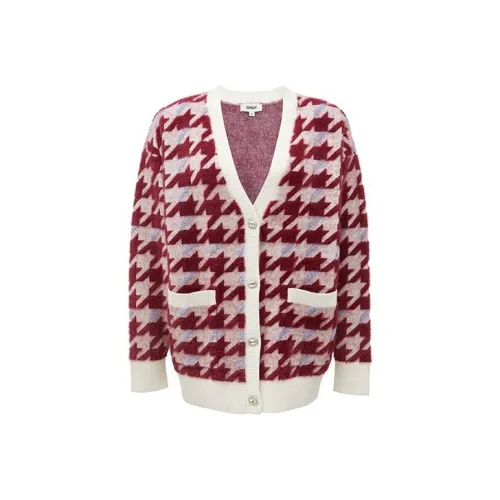 ONLY Knitwear Women's H71 Red Houndstooth PENNY CHECK RED