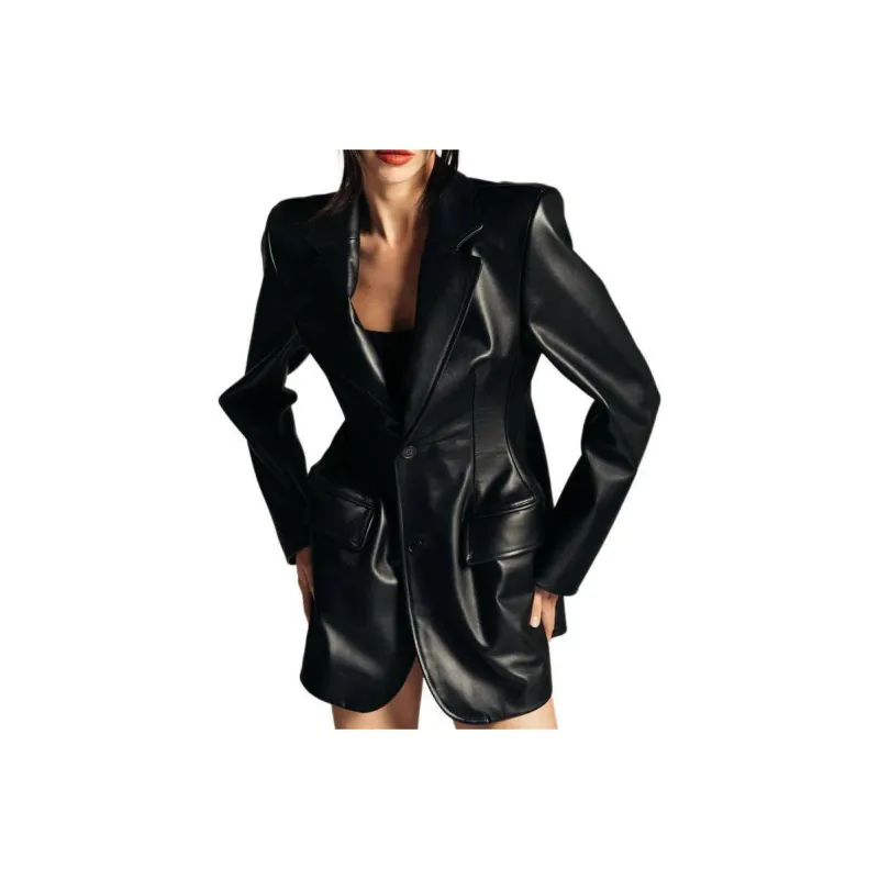 Balenciaga Hourglass Single-Breasted Leather Jacket-0