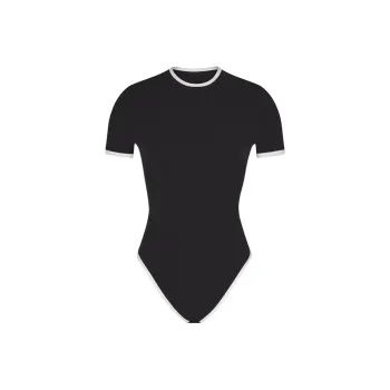 SKIMS FITS EVERYBODY CONTRAST TRIM T SHIRT BODYSUIT Bodysuits Women's ONYX/Onyx
