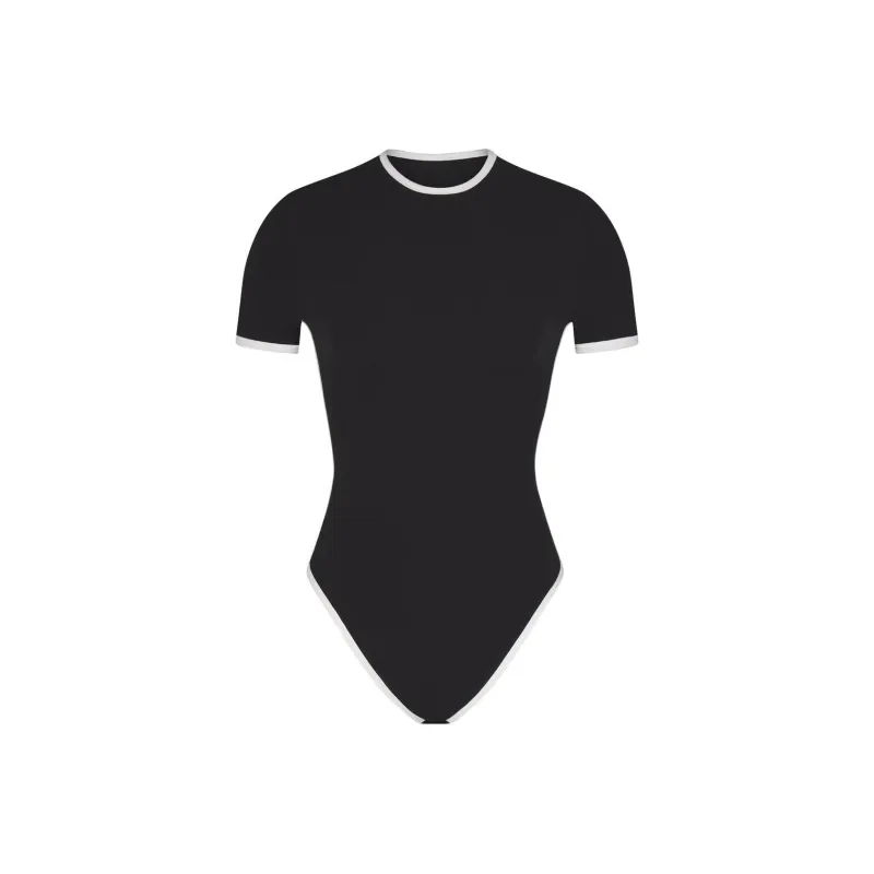 SKIMS FITS EVERYBODY CONTRAST TRIM T SHIRT BODYSUIT Bodysuits Women's ONYX/Onyx-0