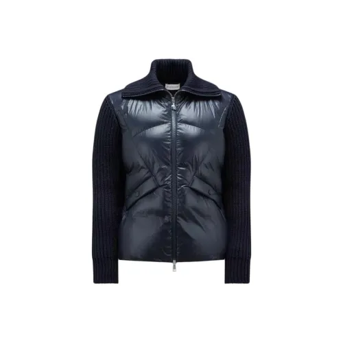 Moncler Lightweight And Lined Wool Cardigan And Down Jacket Down Jacket Women's Marine Blue