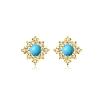 QIAOWUQIAONV Turquoise Stud Earrings Women's