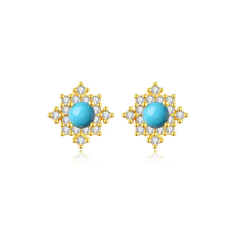 QIAOWUQIAONV Turquoises Stud Earrings Women's-0