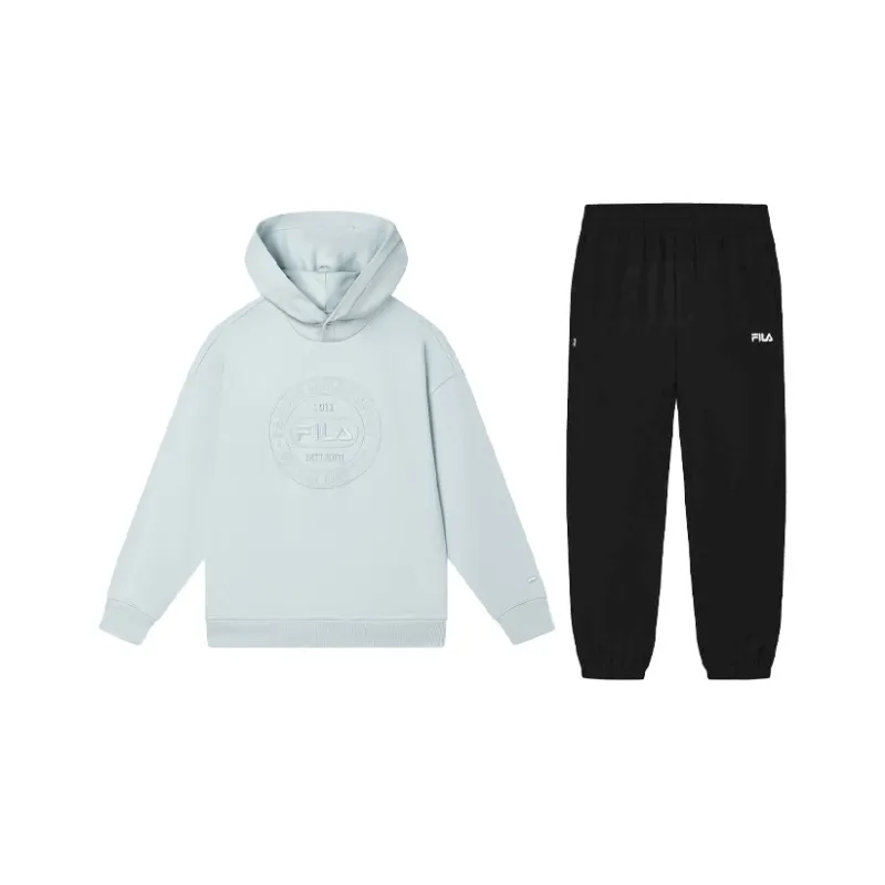 FILA Casual Sportswear Men Clothing Sets Autumn Blue Top+Jet Black Pants-0
