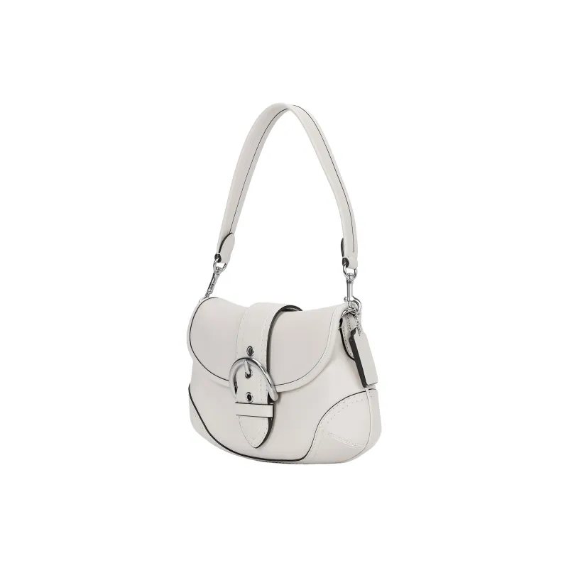 COACH Soho Cow Leather Hobo Bag, One Shoulder Handbag Medium Size Women's Pink White-1