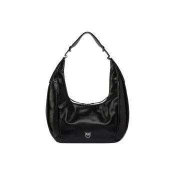 PINKO Love Birds Series Calfskin Croissant Bag Shoulder Bag Women's Black